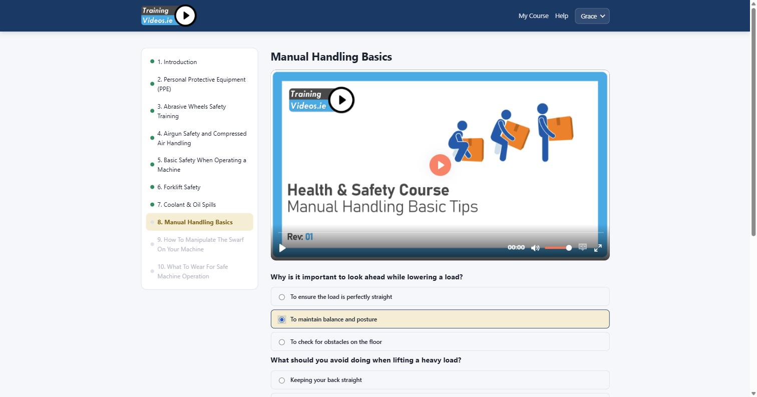 Real quiz question with a video lesson and locked upcoming lessons